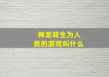 神龙转生为人类的游戏叫什么