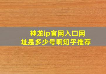 神龙ip官网入口网址是多少号啊知乎推荐