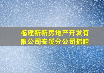 福建新新房地产开发有限公司安溪分公司招聘