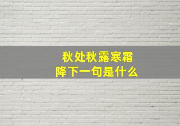 秋处秋露寒霜降下一句是什么