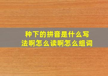 种下的拼音是什么写法啊怎么读啊怎么组词