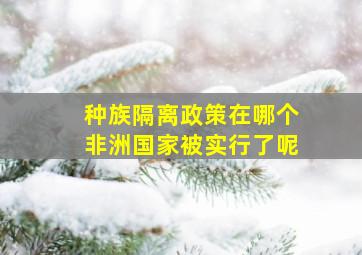 种族隔离政策在哪个非洲国家被实行了呢