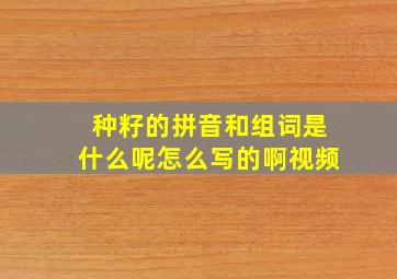 种籽的拼音和组词是什么呢怎么写的啊视频