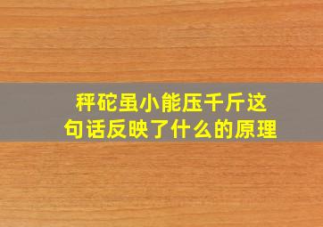 秤砣虽小能压千斤这句话反映了什么的原理