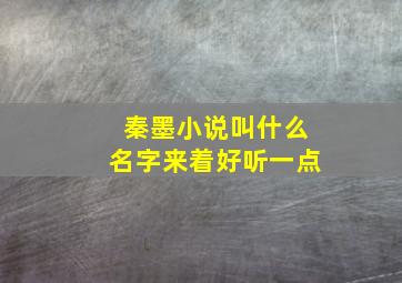 秦墨小说叫什么名字来着好听一点