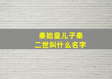 秦始皇儿子秦二世叫什么名字