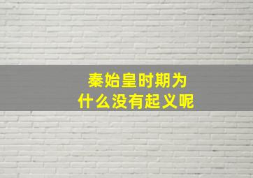 秦始皇时期为什么没有起义呢