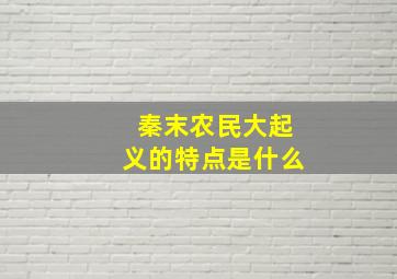 秦末农民大起义的特点是什么