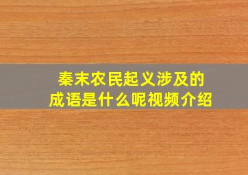 秦末农民起义涉及的成语是什么呢视频介绍