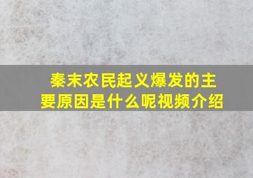 秦末农民起义爆发的主要原因是什么呢视频介绍