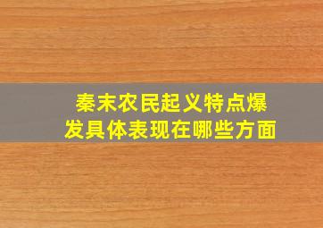 秦末农民起义特点爆发具体表现在哪些方面