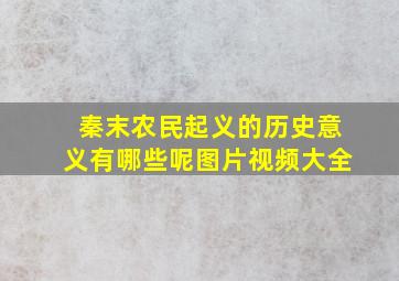 秦末农民起义的历史意义有哪些呢图片视频大全