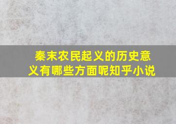 秦末农民起义的历史意义有哪些方面呢知乎小说