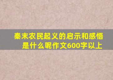 秦末农民起义的启示和感悟是什么呢作文600字以上