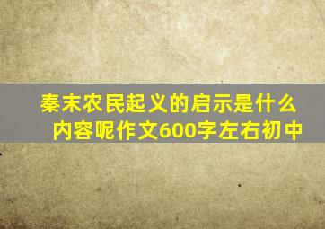 秦末农民起义的启示是什么内容呢作文600字左右初中