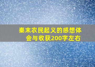 秦末农民起义的感想体会与收获200字左右