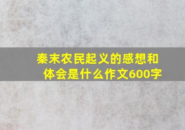 秦末农民起义的感想和体会是什么作文600字