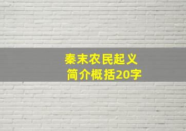 秦末农民起义简介概括20字