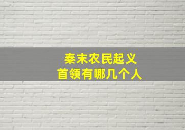 秦末农民起义首领有哪几个人