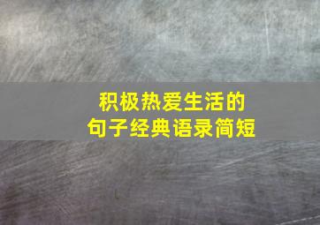 积极热爱生活的句子经典语录简短