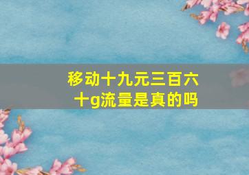 移动十九元三百六十g流量是真的吗