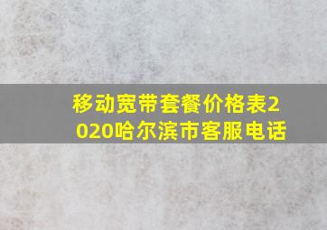 移动宽带套餐价格表2020哈尔滨市客服电话