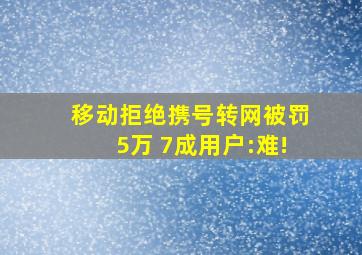 移动拒绝携号转网被罚5万 7成用户:难!