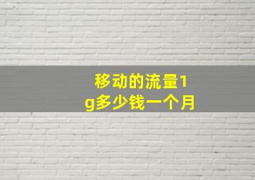 移动的流量1g多少钱一个月