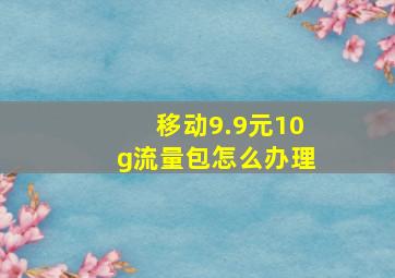 移动9.9元10g流量包怎么办理