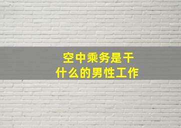 空中乘务是干什么的男性工作