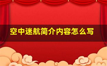 空中迷航简介内容怎么写