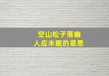 空山松子落幽人应未眠的意思