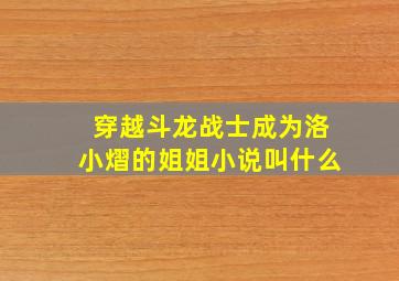 穿越斗龙战士成为洛小熠的姐姐小说叫什么