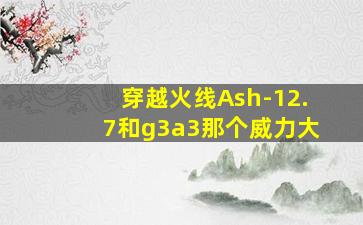 穿越火线Ash-12.7和g3a3那个威力大