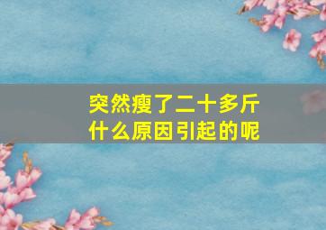 突然瘦了二十多斤什么原因引起的呢