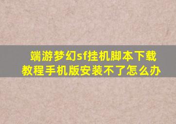 端游梦幻sf挂机脚本下载教程手机版安装不了怎么办