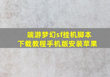 端游梦幻sf挂机脚本下载教程手机版安装苹果