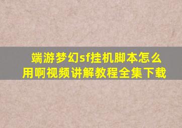 端游梦幻sf挂机脚本怎么用啊视频讲解教程全集下载