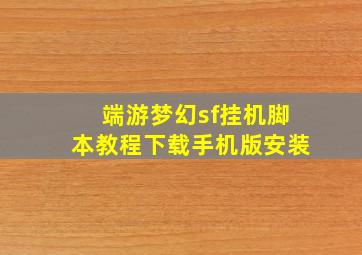 端游梦幻sf挂机脚本教程下载手机版安装