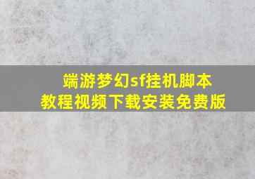 端游梦幻sf挂机脚本教程视频下载安装免费版