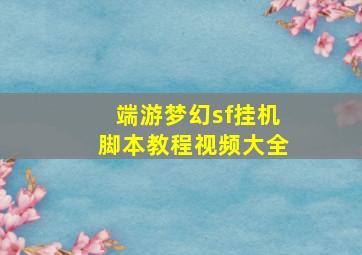 端游梦幻sf挂机脚本教程视频大全