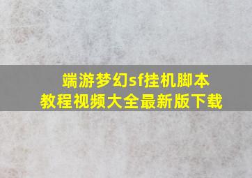 端游梦幻sf挂机脚本教程视频大全最新版下载