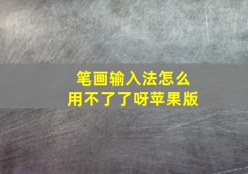 笔画输入法怎么用不了了呀苹果版