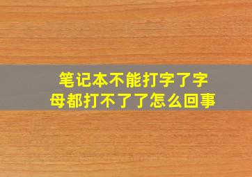 笔记本不能打字了字母都打不了了怎么回事