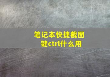 笔记本快捷截图键ctrl什么用