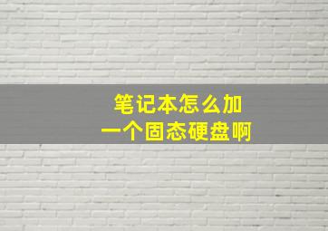 笔记本怎么加一个固态硬盘啊