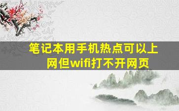 笔记本用手机热点可以上网但wifi打不开网页