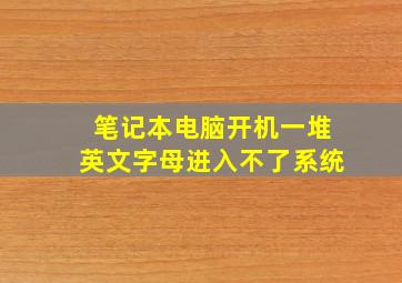 笔记本电脑开机一堆英文字母进入不了系统