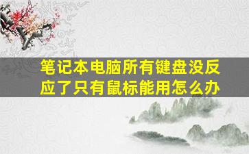 笔记本电脑所有键盘没反应了只有鼠标能用怎么办