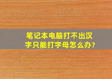 笔记本电脑打不出汉字只能打字母怎么办?